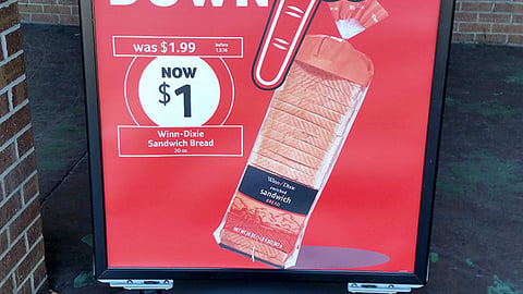 Winn Dixie 'Prices Down and Staying Down' Stanchion Sign