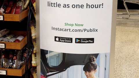 Publix Instacart 'Groceries Delivered' Stanchion Sign