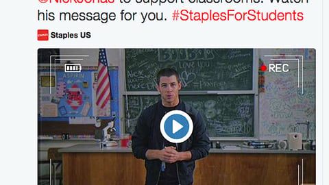 Staples Nick Jonas Tweet