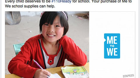 Staples Me to We Facebook Update