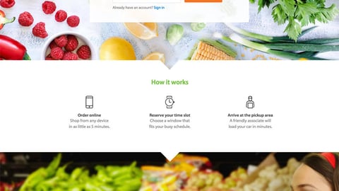 Walmart Grocery Pickup Web Page