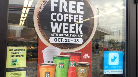 7-Eleven 'Free Coffee Week' Window Cling