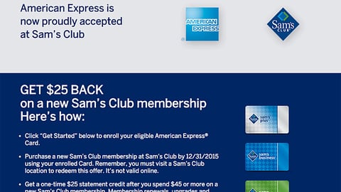 American Express Sam's Club Promotional Page