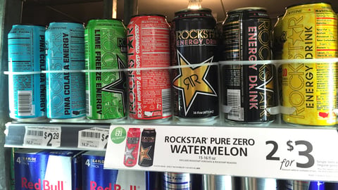 7-Eleven Rockstar Pure Zero Watermelon Price Sign