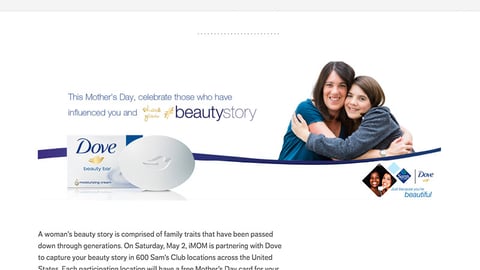 iMOM Dove Sam's Club Promotional Web Page