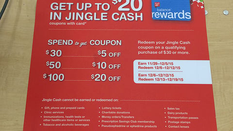 Walgreens 'Jingle Cash' Counter Cling
