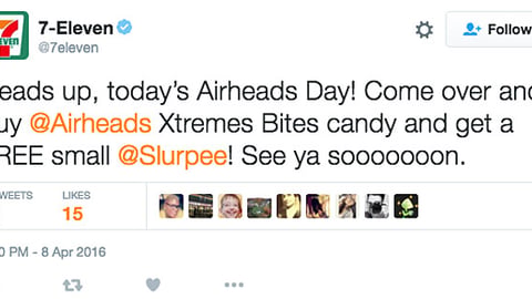 7-Eleven ‘Airheads Day’ Twitter Update