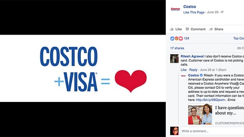 Costco Visa Facebook Update