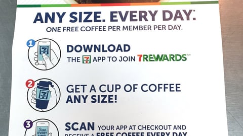 7-Eleven ‘Free Coffee Week’ Handout 