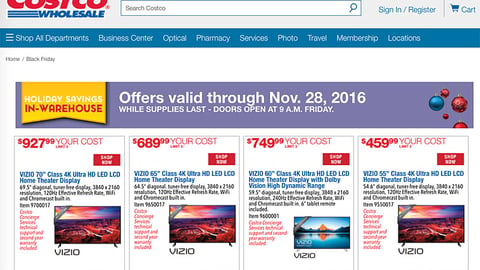 Costco ‘Holiday Savings’ Landing Page