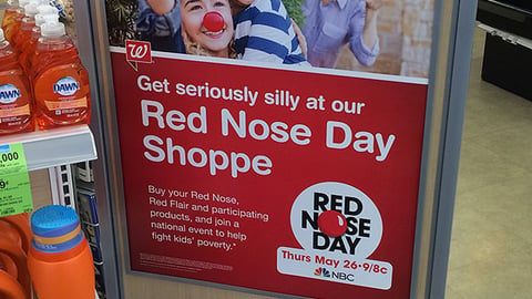 Walgreens 'Red Nose Day Shoppe' Stanchion Sign