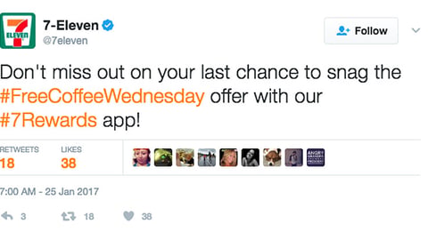 7-Eleven ‘#FreeCoffeeWednesday’ Twitter Update