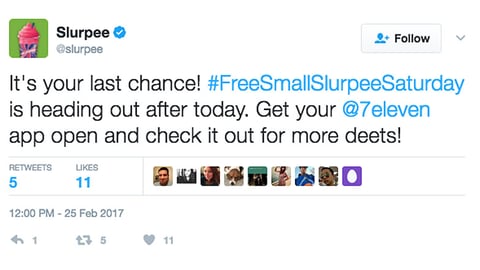 7-Eleven ‘#SmallSlurpeeSaturday’ Twitter Update