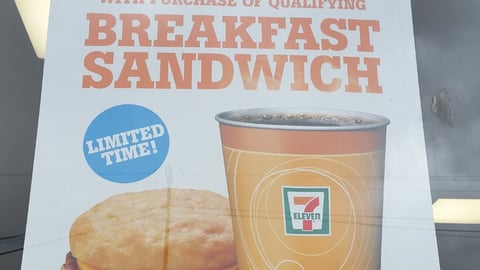 7-Eleven 'Free Any Size Coffee' Window Poster