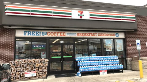 7-Eleven 'Free Any Size Coffee' Storefront Banner