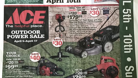 Ace Hardware Craftsman 'Outdoor Power Sale' Feature