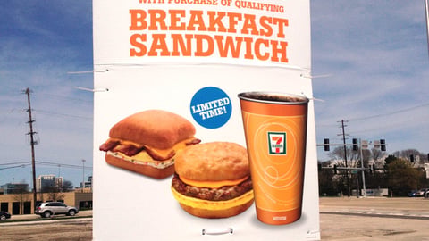 7-Eleven 'Free Any Size Coffee' Outdoor Sign