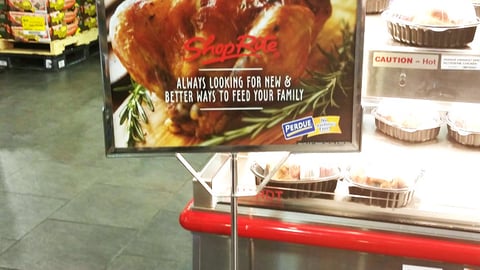 ShopRite Kitchen No Antibiotics Ever Chicken Stanchion Sign