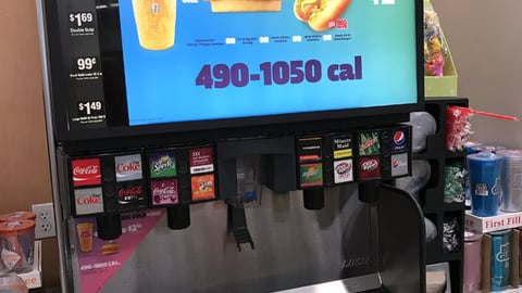 Big Gulp '490-1050 Cal' Translite Sign