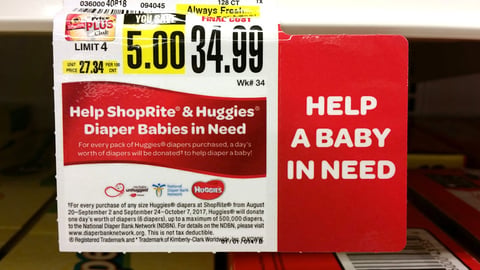 Huggies ShopRite 'Help a Baby in Need' Price Label