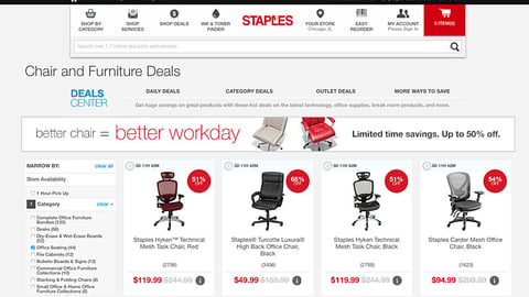 Staples 'Better Chair = Better Workplace' E-Commerce Page