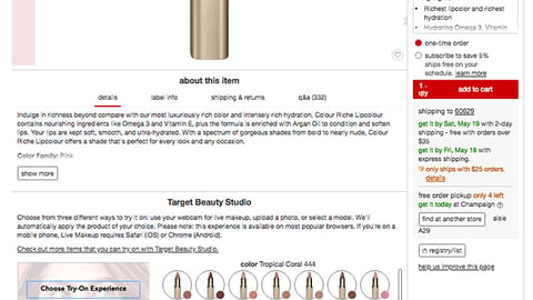 Target L'Oreal Paris Riche Lip Color Page