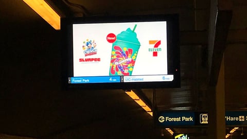 7-Eleven Cap’n Crunch’s Crunch Berries Slurpee Digital Train Station Sign