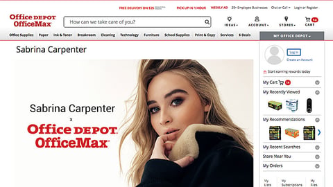 Office Depot Sabrina Carpenter Web Page