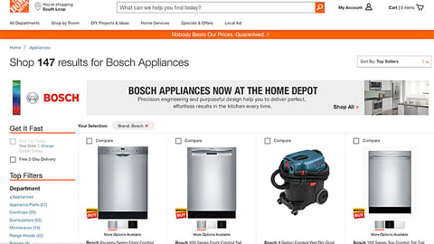 Home Depot Bosch Appliances Display Ad