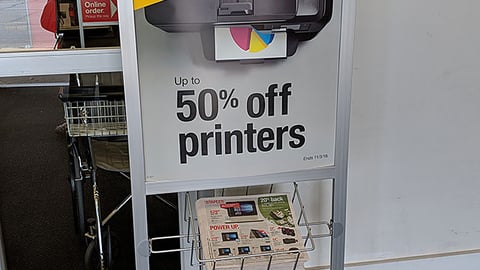 Staples 'Fall Printing Event' Stanchion Sign