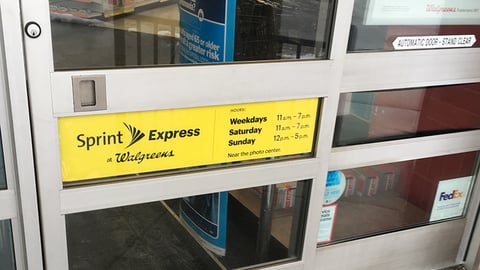 Sprint Express at Walgreens Window Sign