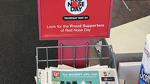 Walgreens 'Red Nose Day' Circular Rack Sign