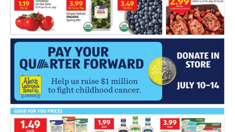 Aldi Alex's Lemonade Stand Foundation 'Pay Your Quarter Forward' Feature