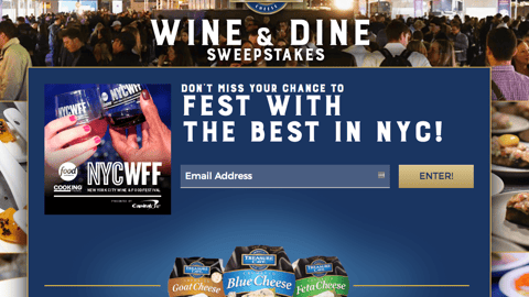 Treasure Cave 'Wine & Dine Sweepstakes' Website