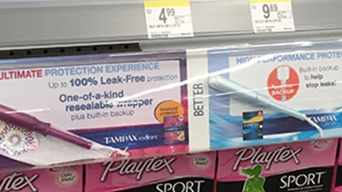 Tampax Walgreens Product Glorifier