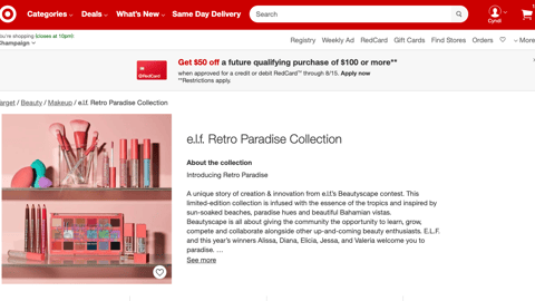 Target E.l.f. Retro Paradise Page