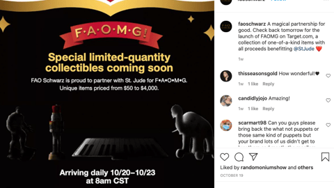 FAO Schwarz Target 'FAOMG' Instagram Update
