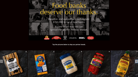 ShopRite 'Food Banks Deserve Our Thanks' Page