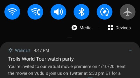 Walmart 'Trolls World Tour' Mobile Push Notification