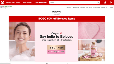 Target Beloved by Love Beauty and Planet Promotional Page