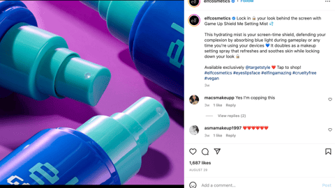 E.l.f. Game Up Target 'Lock in Your Look' Instagram Update 