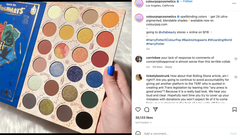 Harry Potter x ColourPop Ulta 'Spellbinding Colors' Instagram Update