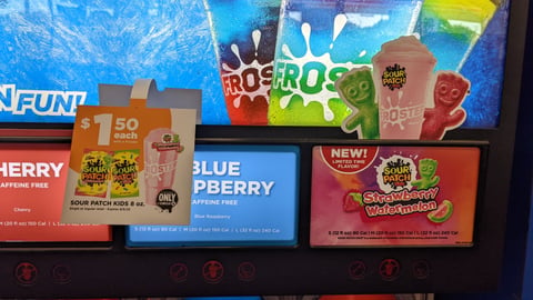 Circle K Sour Patch Kids Strawberry Watermelon Froster Display