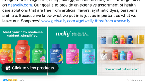 Welly Target 'Medicines & Supplements' Facebook Update