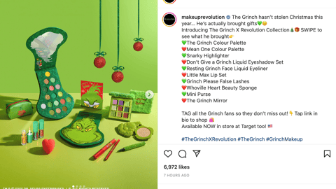 Revolution Beauty London Target 'The Grinch' Instagram Update