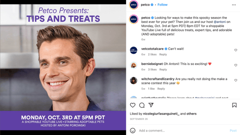 Petco 'Tips and Treats' Instagram Update