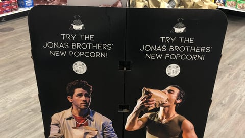 Rob's Backstage Popcorn 'Jonas Brothers' New Popcorn' Pallet Display