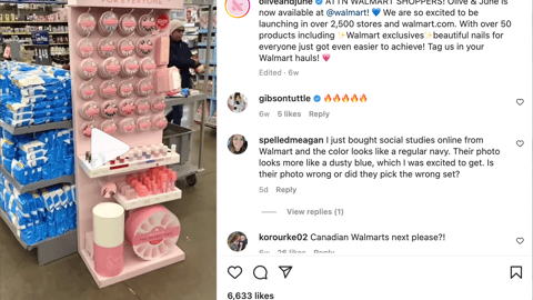 Olive & June Walmart 'Over 50 Products' Instagram Update