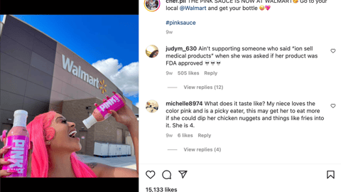 Pink Sauce Walmart 'Get Your Bottle' Instagram Update