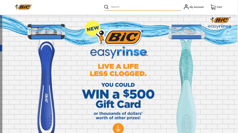 Bic EasyRinse 'Live a Life Less Clogged' Promotional Page